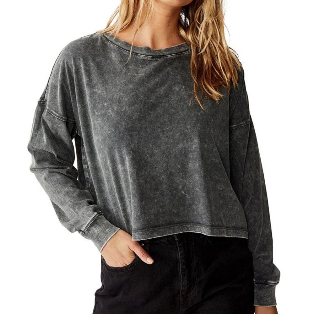 4/$25 COTTONON Cropped Acid Wash Long Sleeve